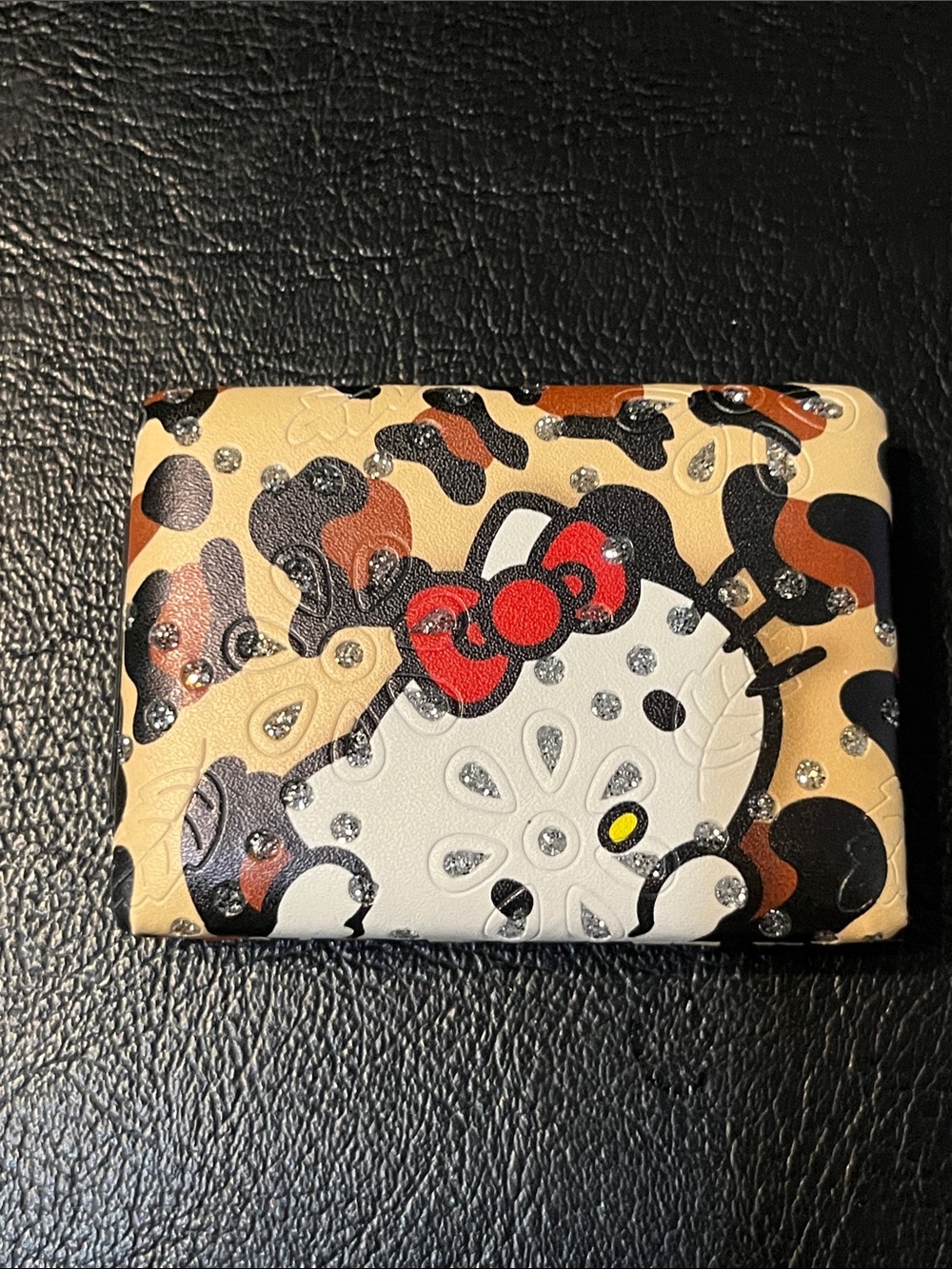Hello Kitty Leopard-Print Wallet in Beige, Black & Red Bow